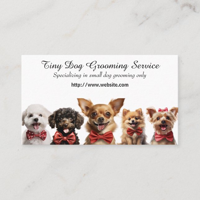 Tiny Dog Grooming Service Business Card (Front)