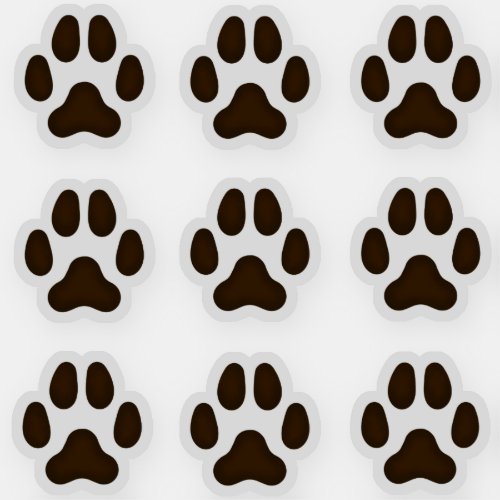 Tiny Dog Paw Prints Dark Brown Pet Stickers