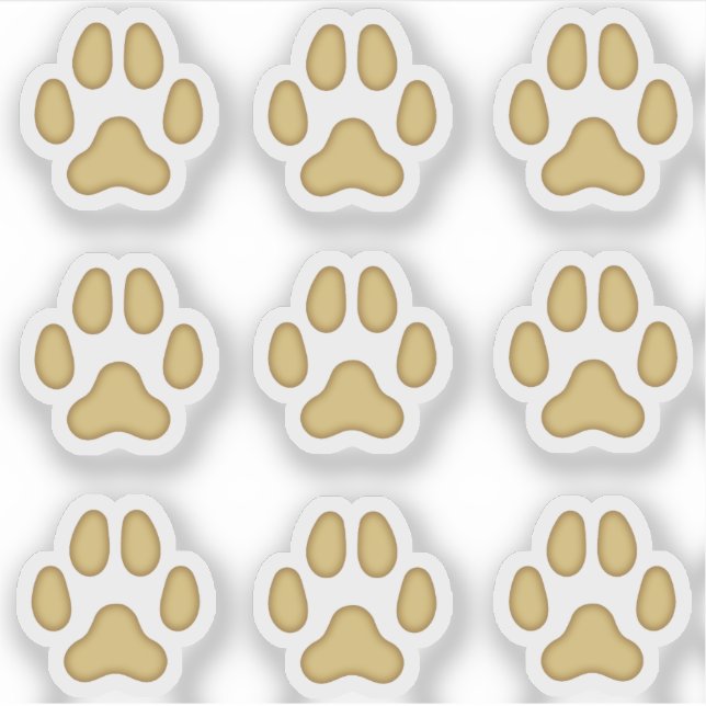 Tiny Dog Paw Prints Tan Animal Tracks Stickers (Front)