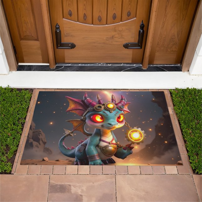 Tiny Dragon, Big Time Energy – The Ember Clockling Doormat (Outdoor)