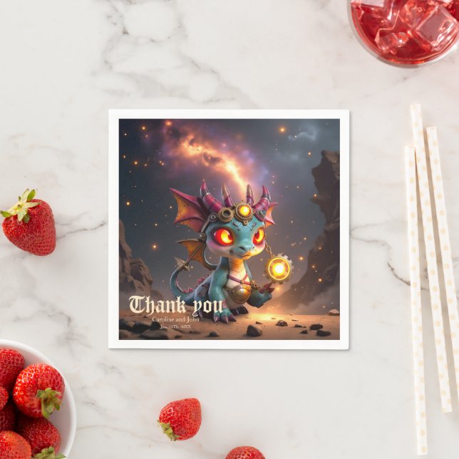 Tiny Dragon, Big Time Energy – The Ember Clockling Napkins (Insitu)