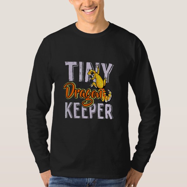 Tiny Dragon Keeper Leopard Gecko   Lizard Reptile T-Shirt (Front)