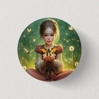Tiny Dragon Keeper with Butterflies Button