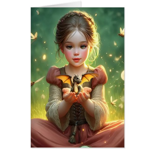 Tiny Dragon Keeper with Butterflies Card