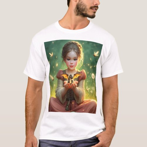 Tiny Dragon Keeper with Butterflies T_Shirt