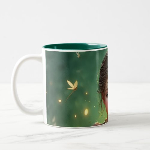 Tiny Dragon Keeper with Butterflies Two_Tone Coffee Mug