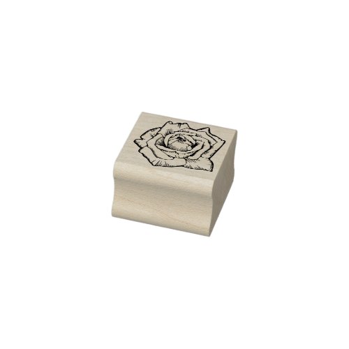 Tiny Elegant Rich Rose Blossom Botanical Flower Rubber Stamp