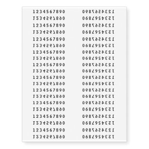 Tiny Face Numbers temporary tattoos