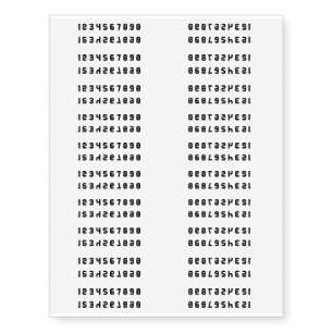 Tiny Face Numbers temporary tattoos