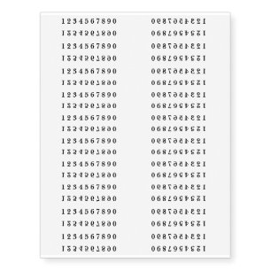 Tiny Face Numbers temporary tattoos
