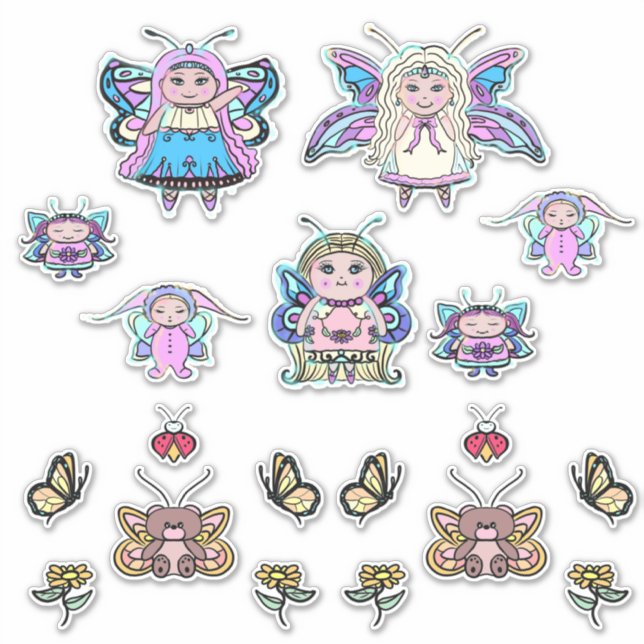 Tiny fairy fae butterfly set by Renee lavoie Sticker (Front)