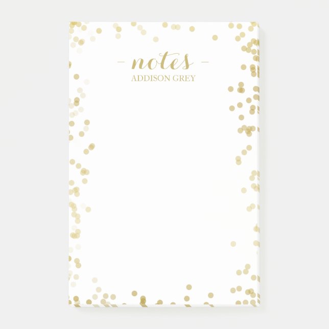 Tiny Faux Gold Confetti Personalized Notes (Front)
