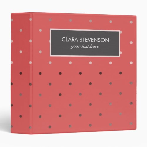 tiny faux rose gold coral polka dots pattern 3 ring binder