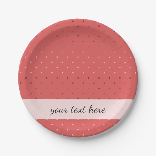 tiny faux rose gold coral polka dots pattern paper plates