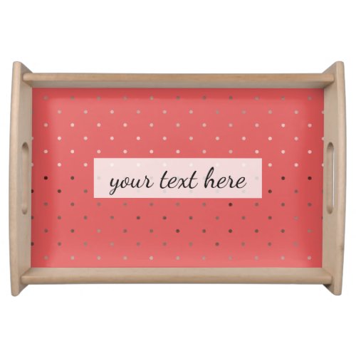 tiny faux rose gold coral polka dots pattern serving tray