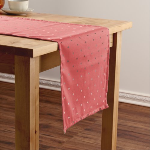 tiny faux rose gold coral polka dots pattern short table runner