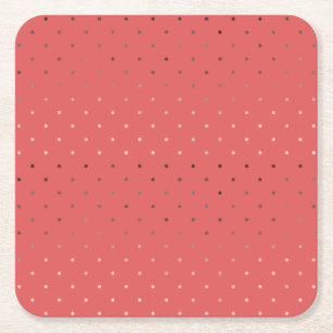 tiny faux rose gold coral polka dots pattern square paper coaster