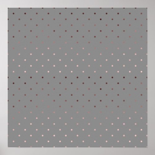 tiny faux rose gold gray polka dots pattern poster