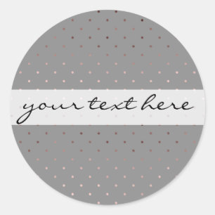 tiny faux rose gold grey polka dots pattern classic round sticker