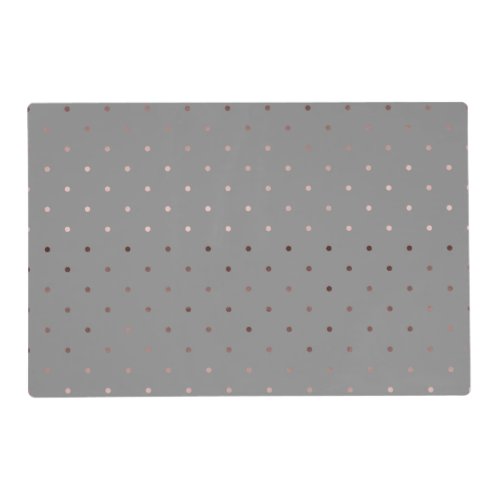 tiny faux rose gold grey polka dots pattern placemat