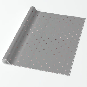 tiny faux rose gold grey polka dots pattern wrapping paper