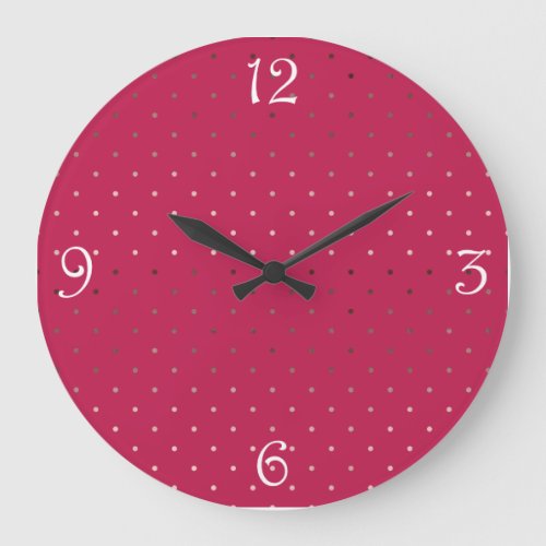 tiny faux rose gold pink polka dots pattern large clock