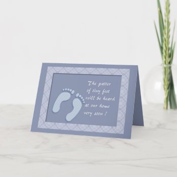 Tiny Feet Blue Announcement by RainbowCards at Zazzle