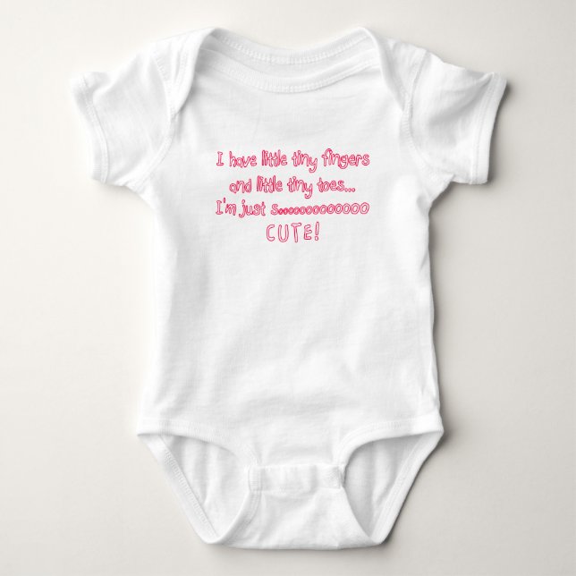 Tiny Fingers Baby Girl So Cute Baby Bodysuit (Front)