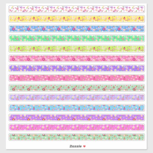 Tiny Floral Borders Colors Assortment Sticker