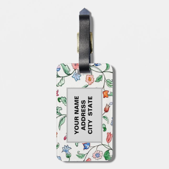Tiny Floral Twines Luggage Tag. Luggage Tag (Back Vertical)