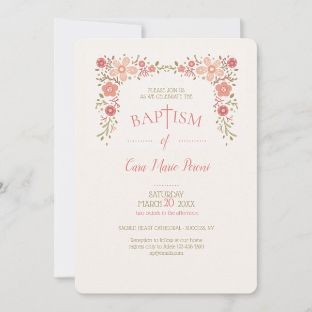 Tiny Florals Baptism Invitation (Front)