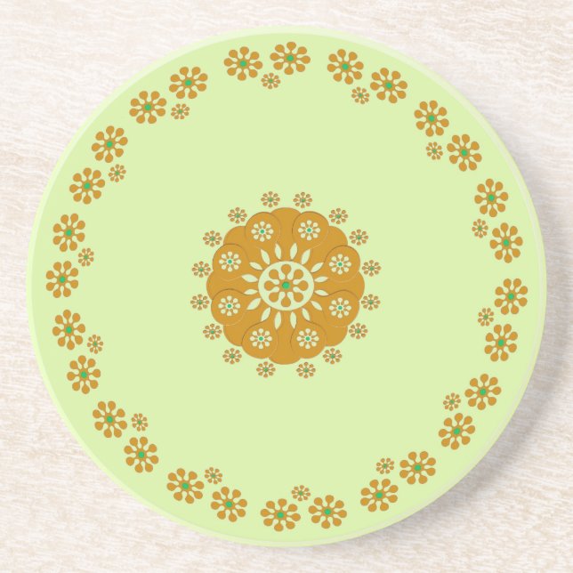 Tiny Flower, Brown Green Coaster (Front)