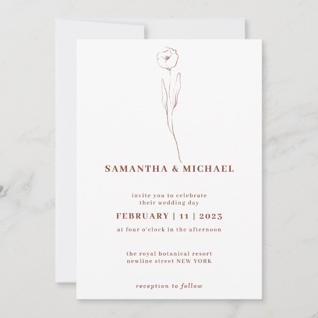 Tiny Flower Terracotta Indie Botanical Invitation