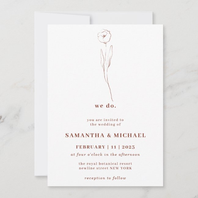 Tiny Flower Terracotta Indie Botanical we do Invitation