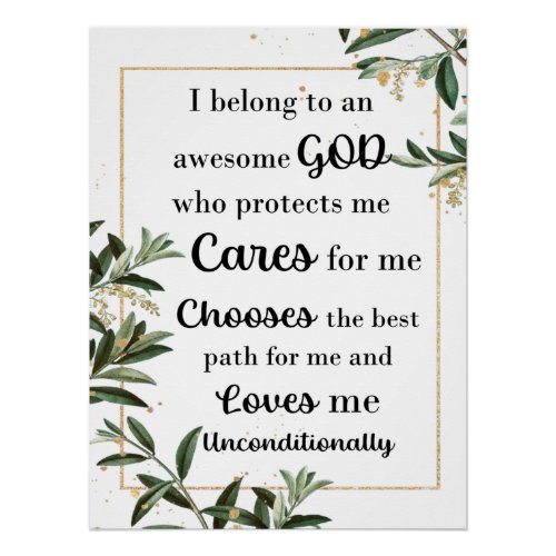 Tiny Flowers and Leaves with Awesome God Quote  Poster
