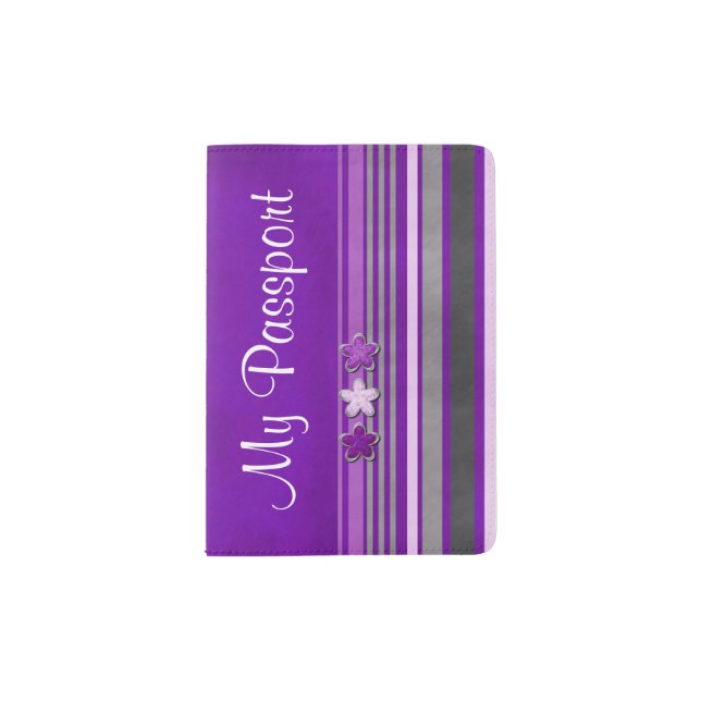 Tiny Flowers and Stripes 5 Passport Holder (Front)