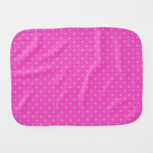 Tiny Flowers on Bright Pink Background Burp Cloth