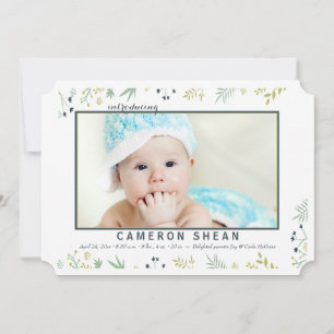 Tiny Flowers Photo Birth Announcement
