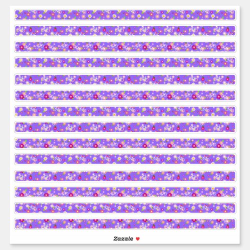 Tiny Flowers Purple Narrow Borders Sticker