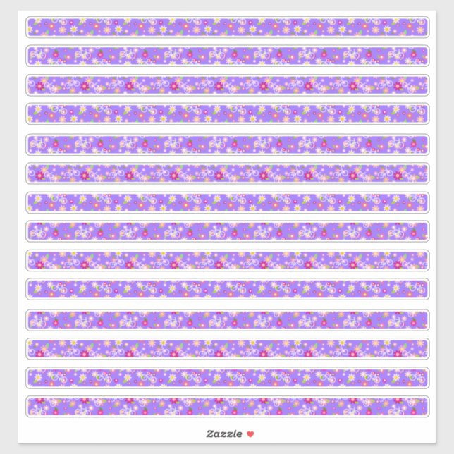 Tiny Flowers Purple Narrow Borders Sticker (Sheet)