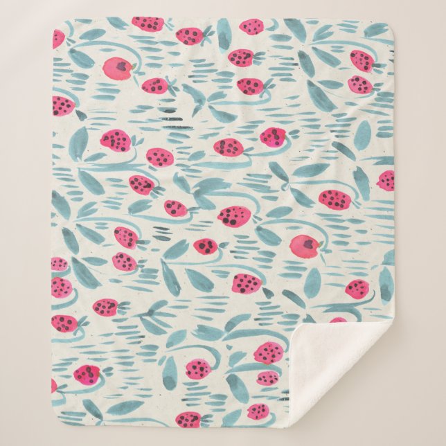 Tiny Flowers: Watercolor Seamless Sherpa Blanket (Front)