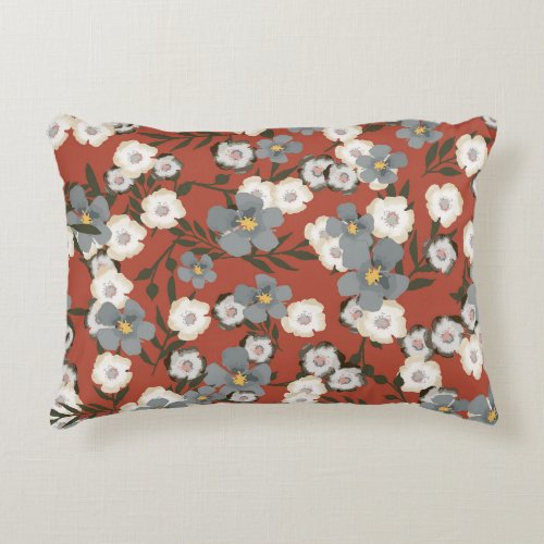 Tiny Flowers Watercolor Seamless Style Accent Pillow