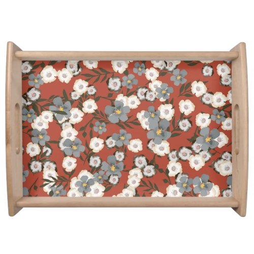 Tiny Flowers Watercolor Seamless Style Serving Tray