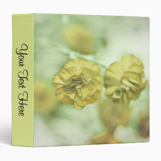 Tiny Flowers Yellow Custom Text 3 Ring Binder