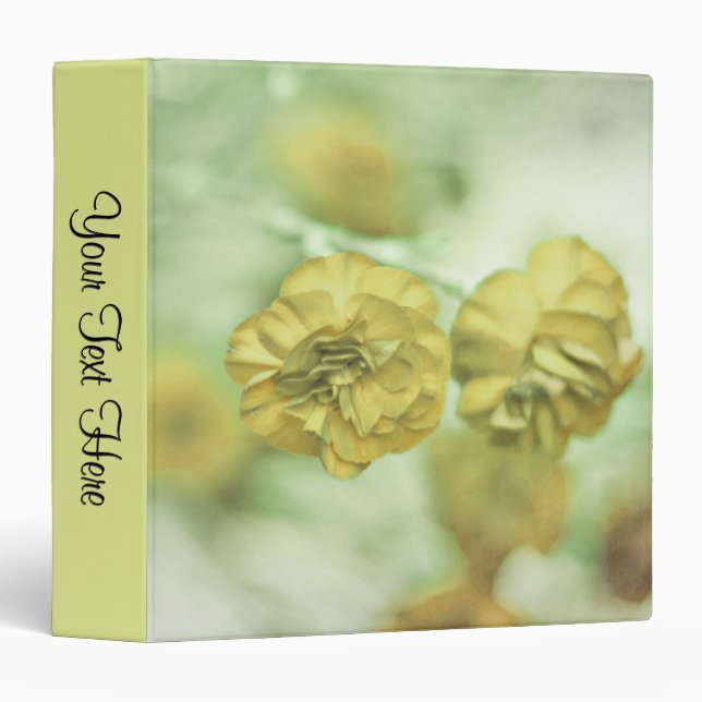 Tiny Flowers Yellow Custom Text 3 Ring Binder (Front/Spine)