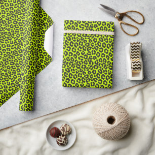 Tiny Fluorescent Lime Green Leopard Print Wrapping Paper