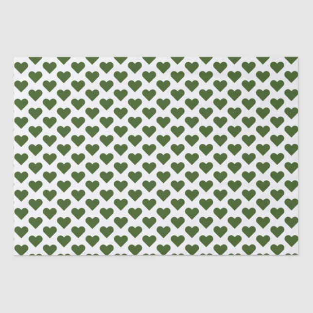 Tiny Forest Green Hearts Pattern Tissue Paper (Front)