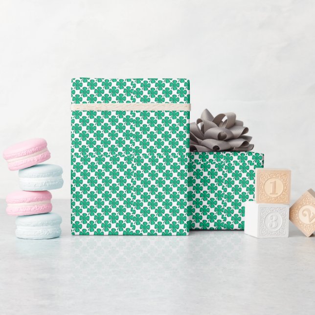 Tiny Four Leaf Clovers matte wrapping paper (Baby Shower)