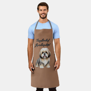 Tiny Furry Friend: Soft Brown, Gray, and White Dog Apron