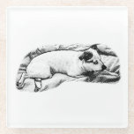 Tiny Gallery: Bedtime Terrier Dots Glass Coaster